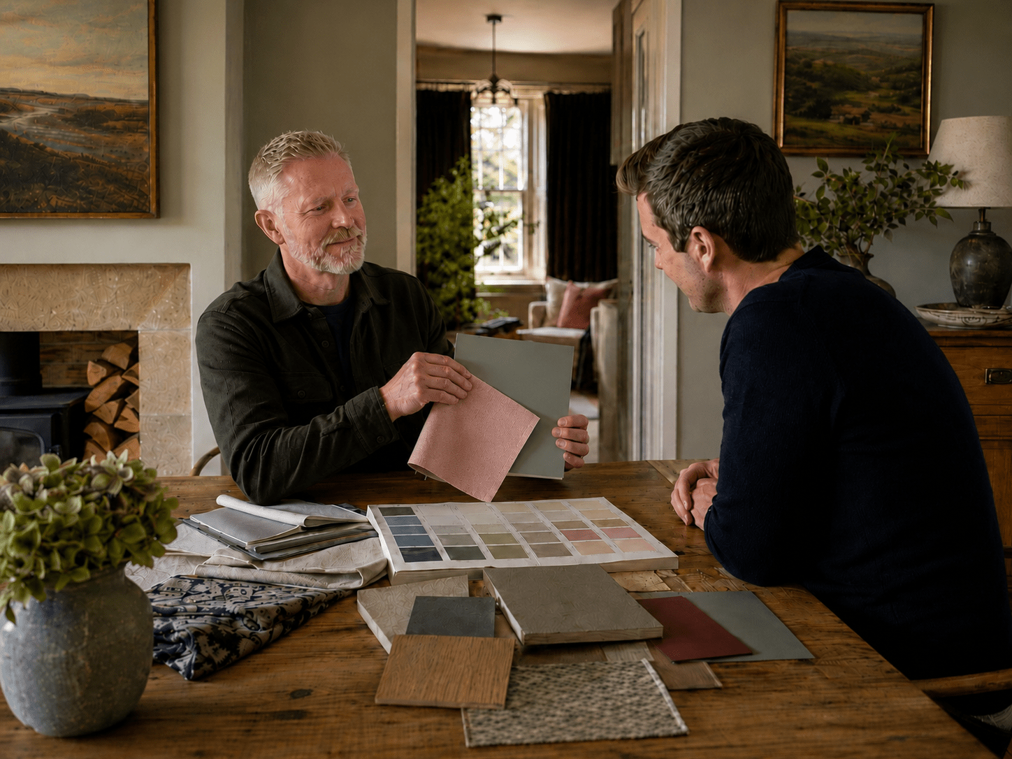 Simon Long style colour consultation helping a homeowner choose paint colours for a warm Yorkshire home