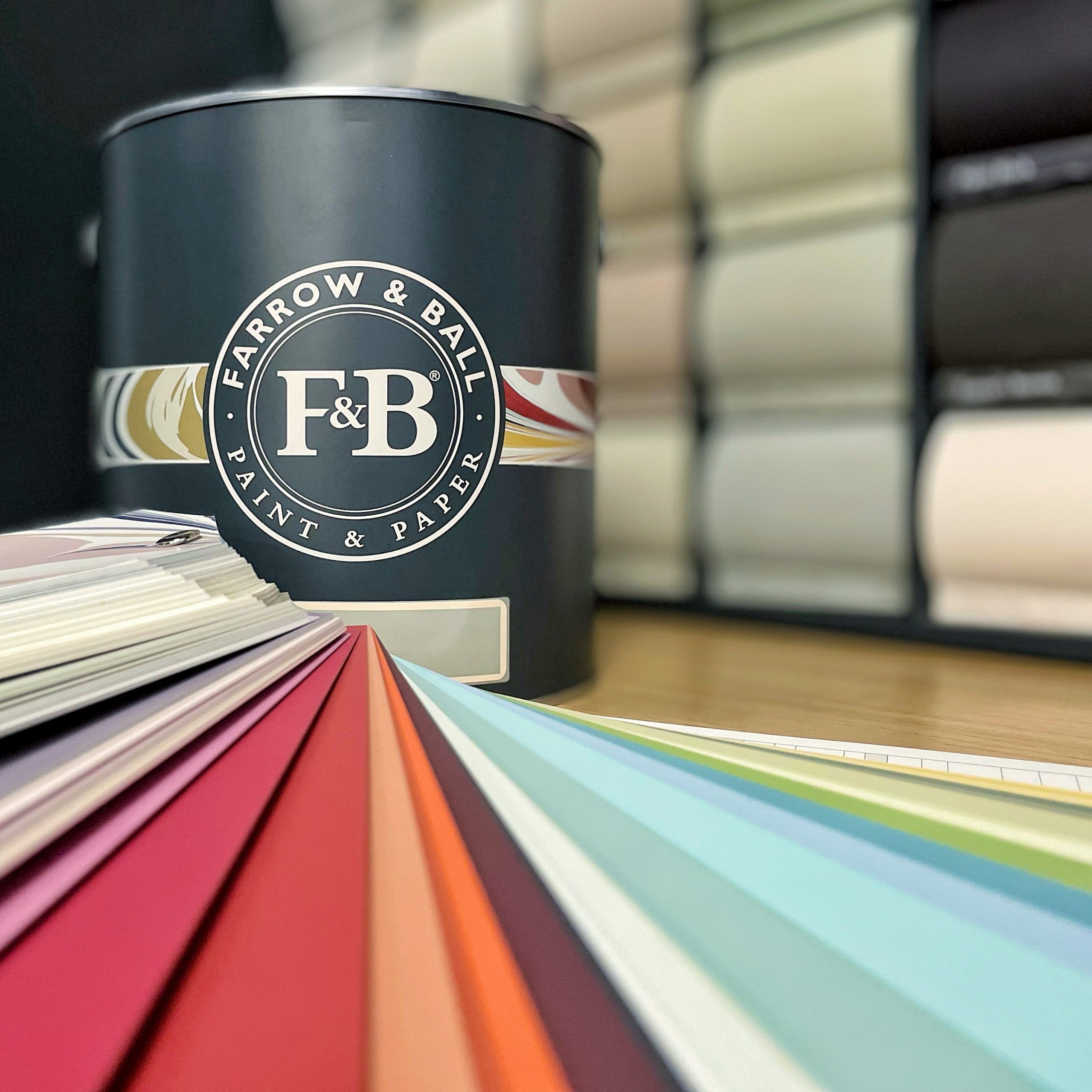 Farrow & Ball Dead Flat colour drenched living room with ultra matt walls woodwork and radiator