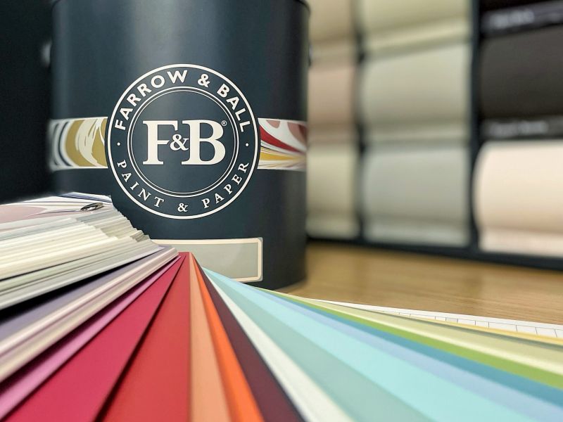 Farrow & Ball Dead Flat colour drenched living room with ultra matt walls woodwork and radiator
